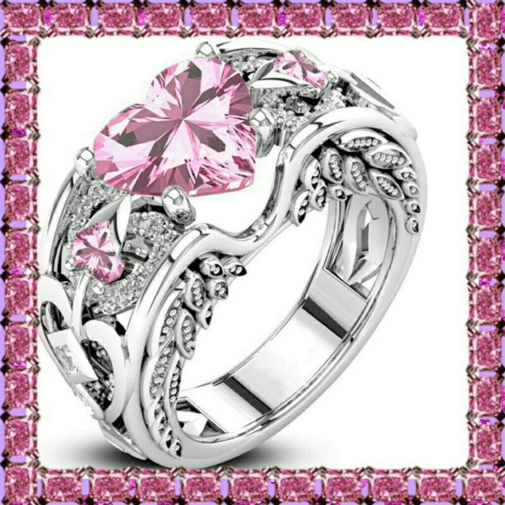 Angel Wing Pink Heart Topaz Statement Ring